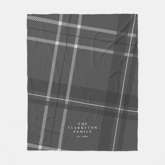 Graue karierte personalisierte Familie Fleecedecke (Vorderseite)