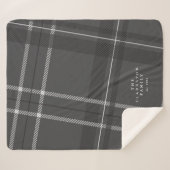 Graue karierte personalisierte Familie Sherpadecke (Vorderseite (Horizontal))