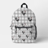 Graue Karierte Rooster Bedruckter Rucksack (Vorderseite)