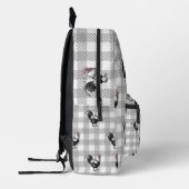 Graue Karierte Rooster Bedruckter Rucksack (Links)