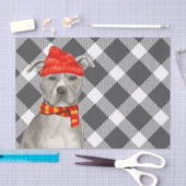 Graue Karierte und graue Pit Bull Weihnachten Seidenpapier (Handwerk)