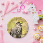 Graue Katvogel singt seine Songs Papier Plate Pappteller (Party)