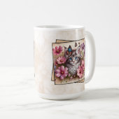 Graue Kätzchen-Blumen Kaffeetasse (VorderseiteRechts)