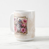 Graue Kätzchen-Blumen Kaffeetasse (Vorderseite Links)