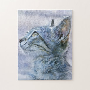 Graue Kätzchen Katze Kunst Katzenliebhaber Puzzle