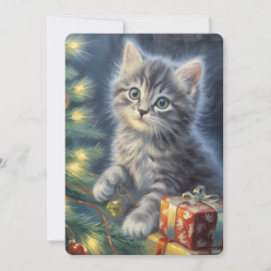 Graue Kätzchen Weihnachten