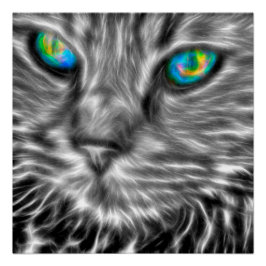 Graue Katze Art 20" x 20", Posterpapier (Semi-Glos Poster