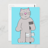 Graue Katze auf Knie Operation Erholung Postkarte (Vorne/Hinten)
