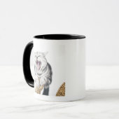 graue Katze auf weißem Hintergrund Tasse (Vorderseite Links)