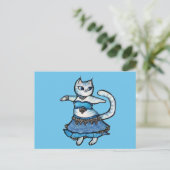 Graue Katze Bauchtänzerin Postkarte (Stehend Vorderseite)