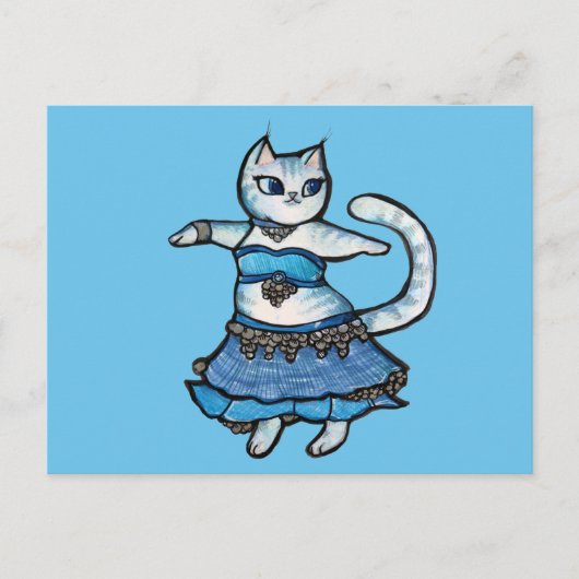 Graue Katze Bauchtänzerin Postkarte (Vorderseite)