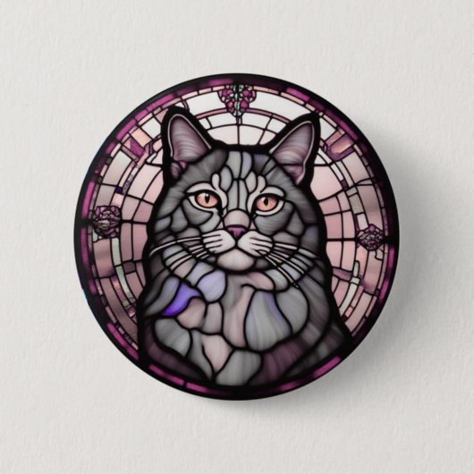 Graue Katze  Button (Vorderseite)