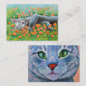 Graue Katze Doppelseitiges ACEO Visitenkarte (Vorne/Hinten)