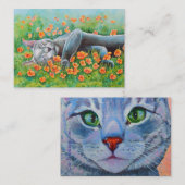 Graue Katze Doppelseitiges ACEO Visitenkarte (Vorne/Hinten)