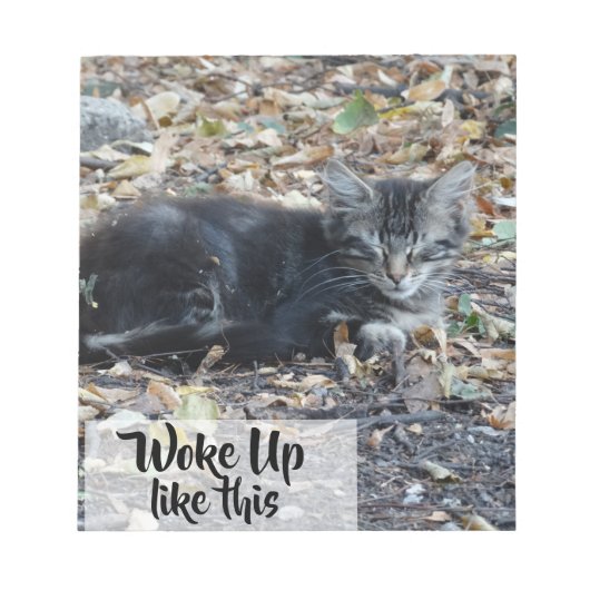 Graue Katze Funny Custom Text Notizblock (Vorderseite)