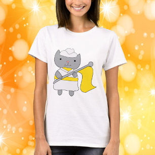 Graue Katze Gelb und Weiß T-Shirt