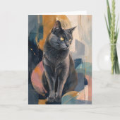 Graue Katze Goldener Blick Karte (Vorderseite)
