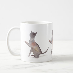 Graue Katze Hübsches Haustier Kätzchen Wasserfarbe Kaffeetasse