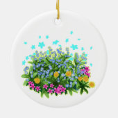 Graue Katze im Blumengarten Keramik Ornament (Hinten)