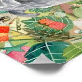 Graue Katze im Erdbeerpflaster Poster (Ecke)