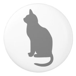 Graue Katze im Gesicht Links Keramikknauf