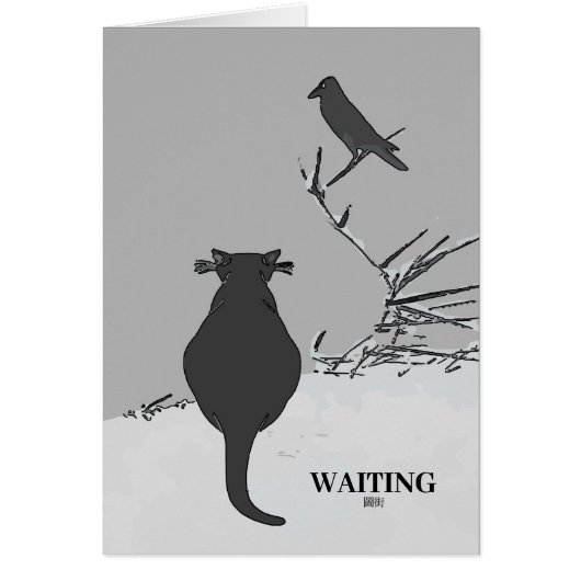 Graue Katze in Barde mit Bird-Text (Vorne)