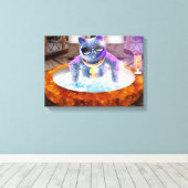 Graue Katze in der Badewanne Leinwanddruck (Insitu (Holzboden))