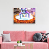 Graue Katze in der Badewanne Leinwanddruck (Insitu (Wohnzimmer))