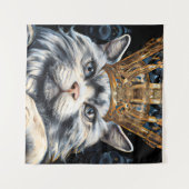 Graue Katze in einer Krone Wandteppich (Vorderseite (Horizontal))