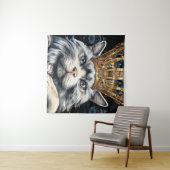 Graue Katze in einer Krone Wandteppich (Beispiel (Horizontal))