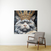 Graue Katze in einer Krone Wandteppich (Beispiel)