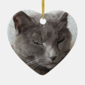Graue Katze Keramik Ornament (Vorne)