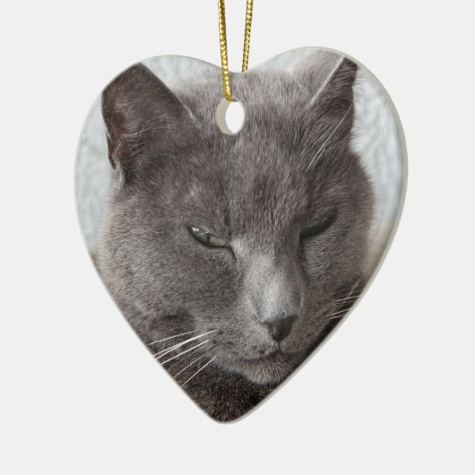 Graue Katze Keramik Ornament (Links)