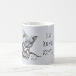 Graue Katze Maus beste Freunde für immer Kaffeetasse