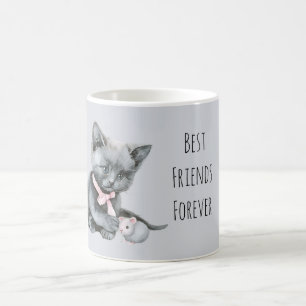Graue Katze Maus beste Freunde für immer Kaffeetasse