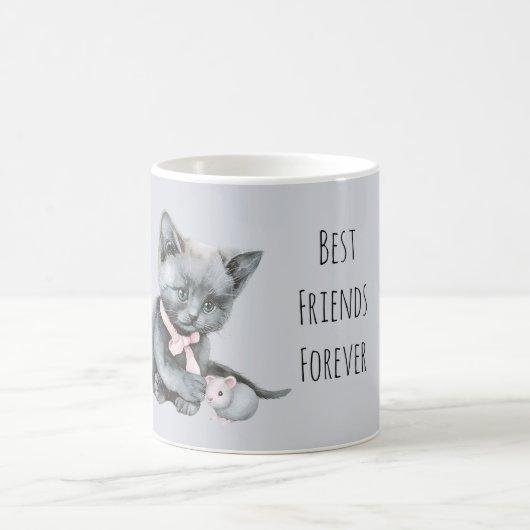 Graue Katze Maus beste Freunde für immer Kaffeetasse (Mittel)