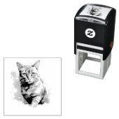 Graue Katze mit Aquarellfarbe Permastempel (Beispiel)