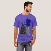 Graue Katze mit Blue Top Hat und Blue Mustache (Vorne ganz)