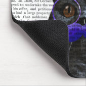 Graue Katze mit Blue Top Hat und Blue Mustache Mousepad (Ecke)