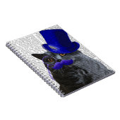 Graue Katze mit Blue Top Hat und Blue Mustache Notizblock (Rechte Seite)