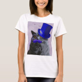 Graue Katze mit Blue Top Hat und Mustache (Vorderseite)