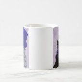 Graue Katze mit Blue Top Hat und Mustache Kaffeetasse (Mittel)