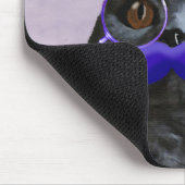 Graue Katze mit Blue Top Hat und Mustache Mousepad (Ecke)