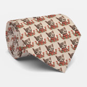 Graue Katze mit Bowtie und Rose Stealth Neck Tie Krawatte (Gerollt)