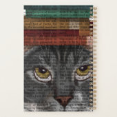 Graue Katze mit Büchern auf Kopf Planer (Rückseite)