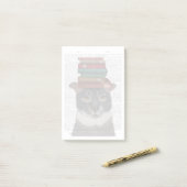 Graue Katze mit Büchern auf Kopf Post-it Klebezettel (Auf Schreibtisch)