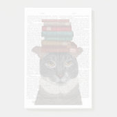 Graue Katze mit Büchern auf Kopf Post-it Klebezettel (Vorderseite)
