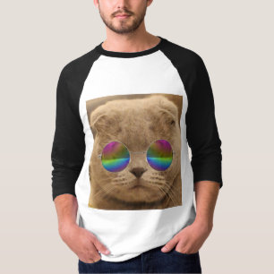 Graue Katze mit funky Sonnenbrille-T - Shirt