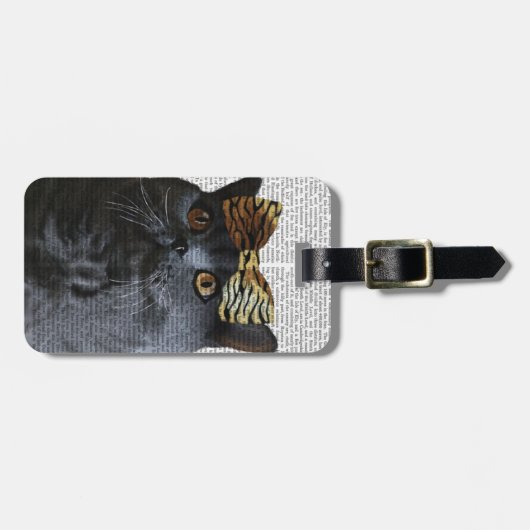 Graue Katze mit Leopard-Bogen Gepäckanhänger (Vorderseite horizontal)