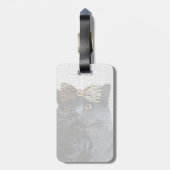 Graue Katze mit Leopard-Bogen Gepäckanhänger (Rückseite vertikal)